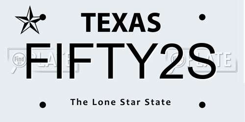 FIFTY2S Texas License Plate