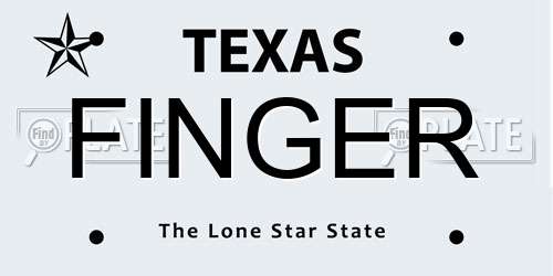 FINGER Texas License Plate