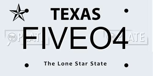FIVEO4 Texas License Plate