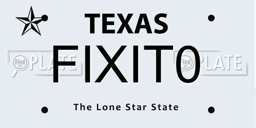 FIXIT0 Texas License Plate