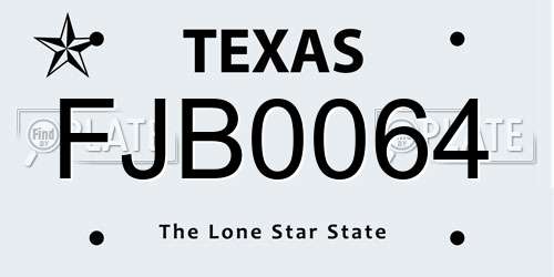 FJB0064 Texas License Plate