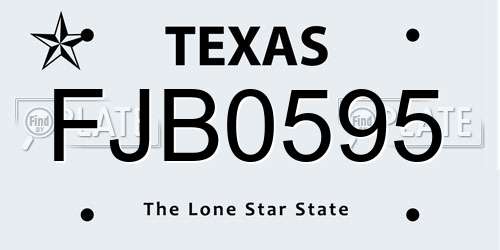FJB0595 Texas License Plate