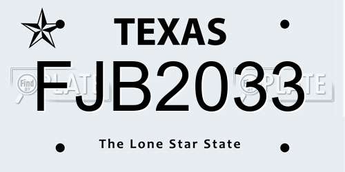 FJB2033 Texas License Plate
