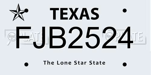 FJB2524 Texas License Plate