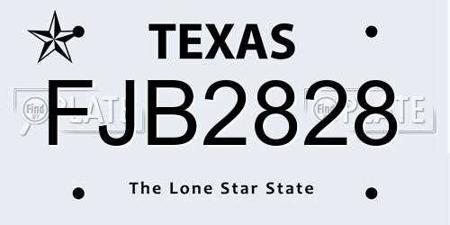 FJB2828 Texas License Plate