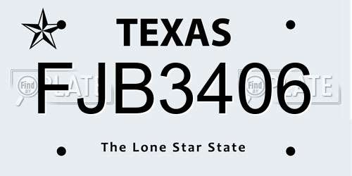 FJB3406 Texas License Plate