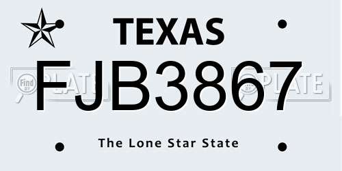 FJB3867 Texas License Plate