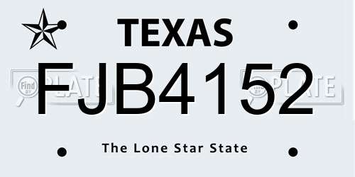 FJB4152 Texas License Plate