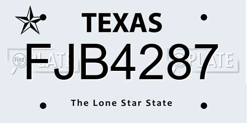 FJB4287 Texas License Plate