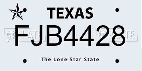 FJB4428 Texas License Plate