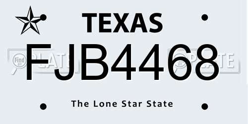 FJB4468 Texas License Plate