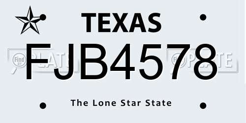 FJB4578 Texas License Plate