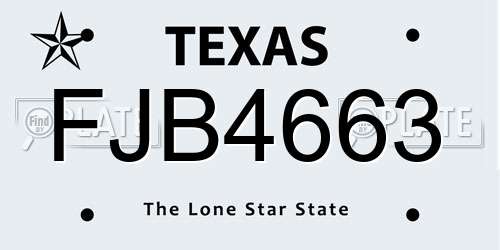 FJB4663 Texas License Plate