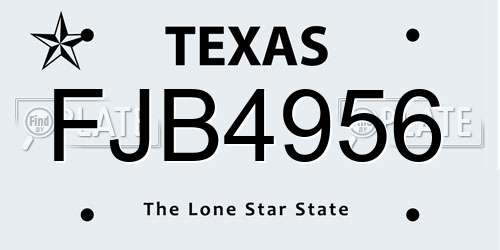 FJB4956 Texas License Plate