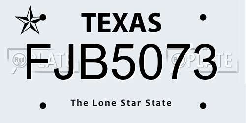 FJB5073 Texas License Plate