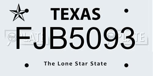 FJB5093 Texas License Plate