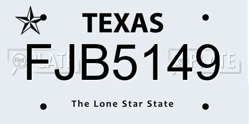 FJB5149 Texas License Plate