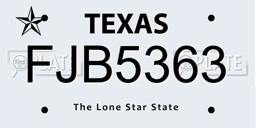 FJB5363 Texas License Plate