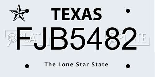 FJB5482 Texas License Plate