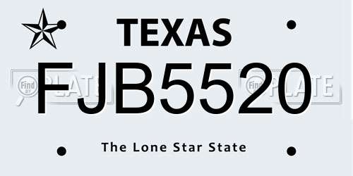 FJB5520 Texas License Plate
