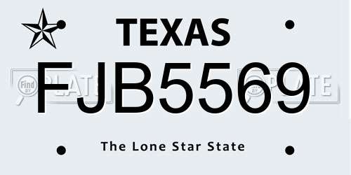FJB5569 Texas License Plate