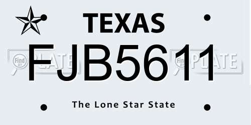 FJB5611 Texas License Plate