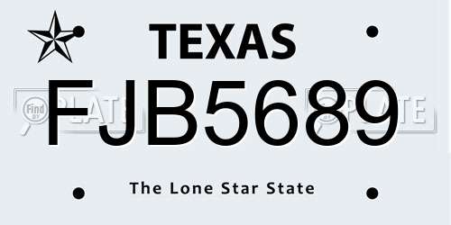 FJB5689 Texas License Plate
