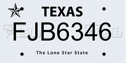 FJB6346 Texas License Plate