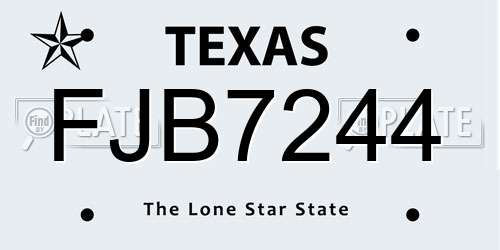 FJB7244 Texas License Plate