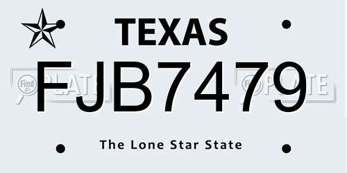 FJB7479 Texas License Plate