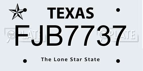 FJB7737 Texas License Plate