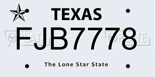 FJB7778 Texas License Plate