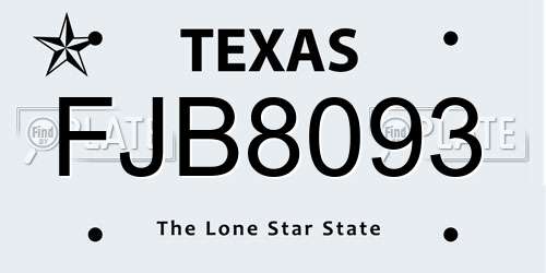 FJB8093 Texas License Plate