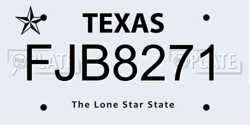 FJB8271 Texas License Plate