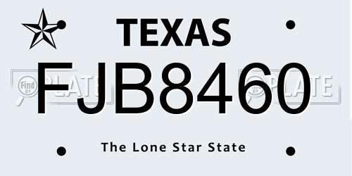FJB8460 Texas License Plate