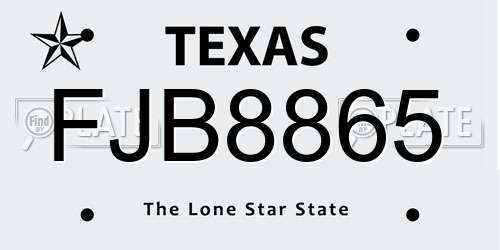 FJB8865 Texas License Plate
