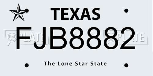 FJB8882 Texas License Plate