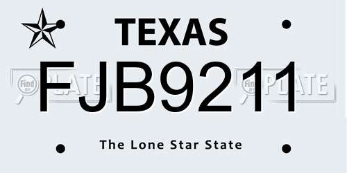 FJB9211 Texas License Plate