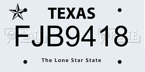 FJB9418 Texas License Plate