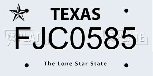 FJC0585 Texas License Plate