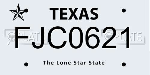 FJC0621 Texas License Plate