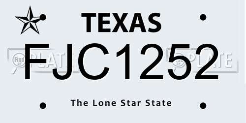 FJC1252 Texas License Plate
