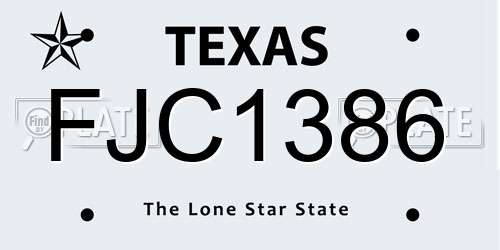 FJC1386 Texas License Plate