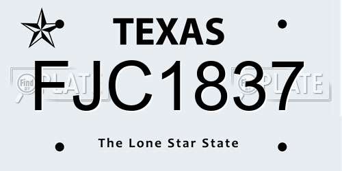 FJC1837 Texas License Plate