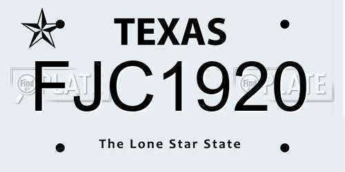 FJC1920 Texas License Plate