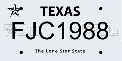 FJC1988 Texas License Plate