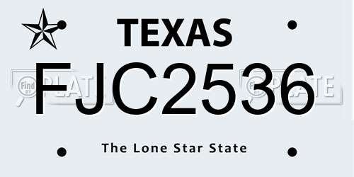 FJC2536 Texas License Plate