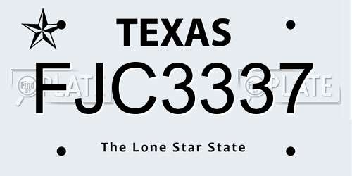 FJC3337 Texas License Plate