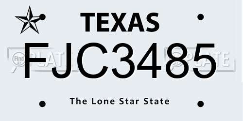 FJC3485 Texas License Plate