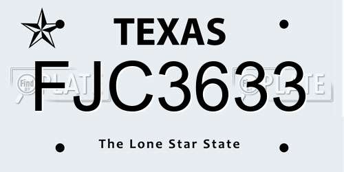 FJC3633 Texas License Plate
